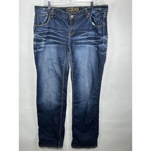 COOGI Womens‎ Juniors Jeans 17/18 Dark Wash Denim Embroidered Whiskering Y2K
